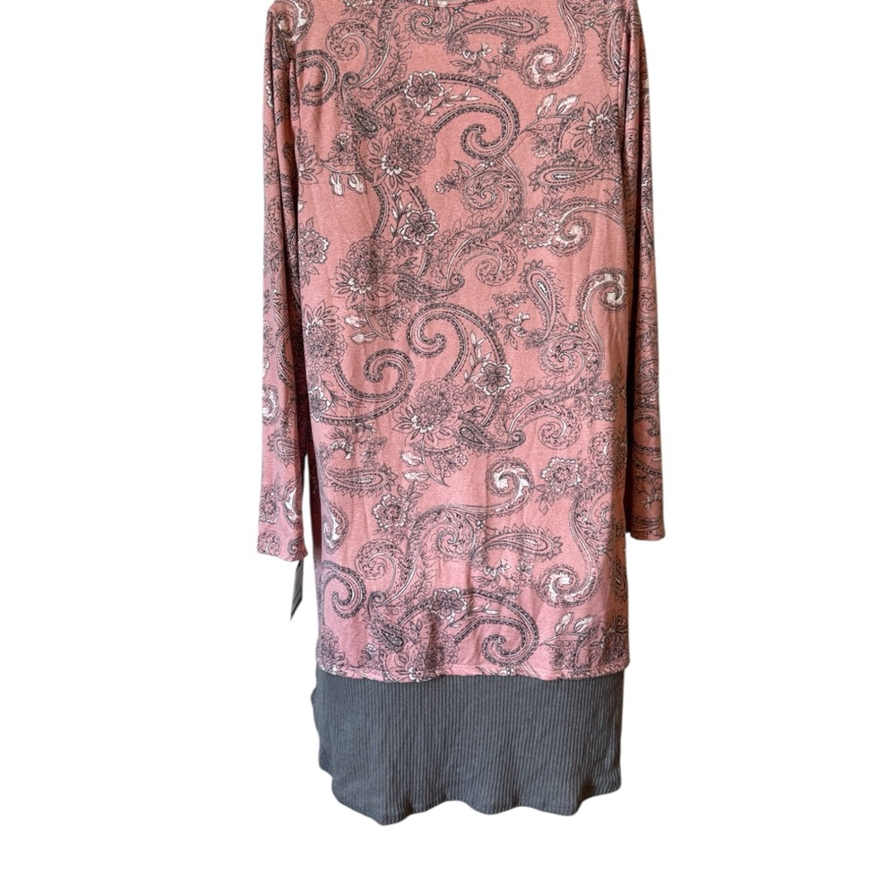 NWT Ellen Tracy Gorgeous V-Neck SUPER SOFT Sweater GRAY/BLUSH     LARGE       #4 - Picture 6 of 10